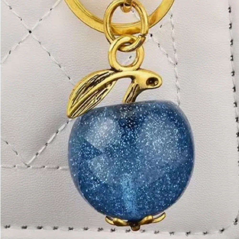 Apple purse clip Apple Keychain with Gold Accents